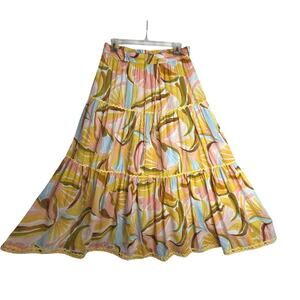 Lucky n Coco szM boho romantic maxi skirt ElasticWaistband w tassels Cottagecore